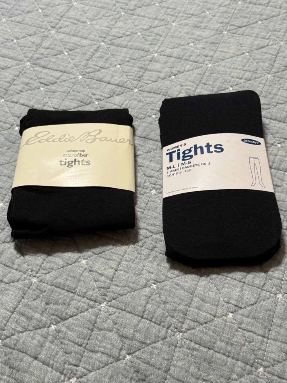 Eddie Bauer & Old Navy Women's Black Control Top Tights Sz L NWT